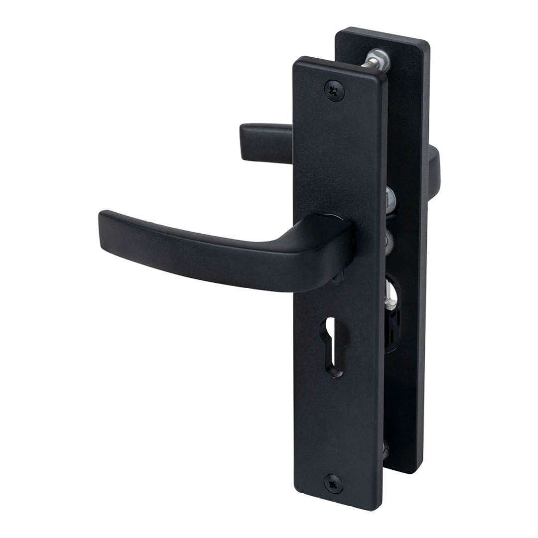 Nemef - veiligheidsbeslag - 3417-II - aluminium F1 - afstand 55mm - SKG*** - kerntrekbeveiliging - kruk/kruk - achterdeuren - langschild 245x50mm