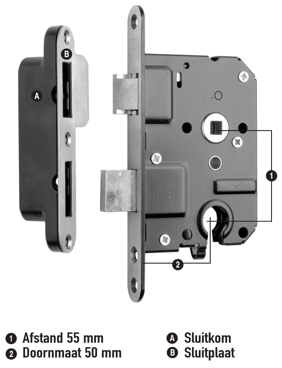 Nemef 4109 SKG**® Veiligheidsslot met Haakschoot incl. sluitplaat en kom PC55 DM50 LS/RS